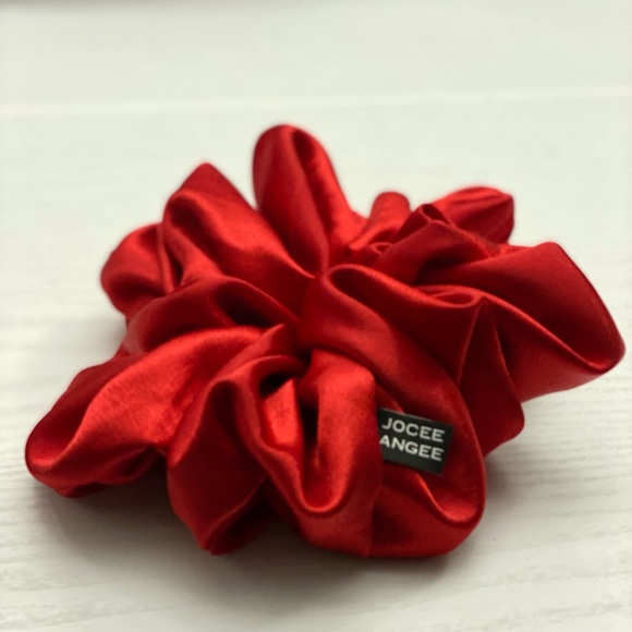 Jumbo Scarlet Satin Scrunchies Handcrafted - Picture 3 of 8